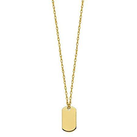 14K Yellow Gold Engravable Dog Tag Pendant Necklace, 16