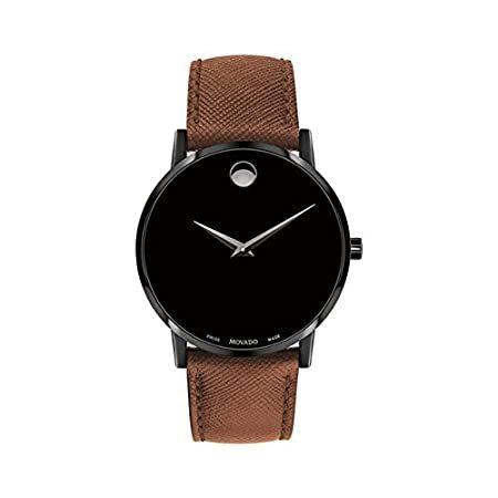 Movado Men's Museum Classic 40mm Brown Leather Band IP Steel Case Quartz Bl