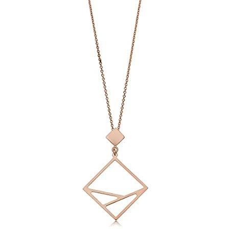 14 K黄色ゴールドまたはローズゴールドダイアモンド形の調節可能な長ネックレス(調整to 17 