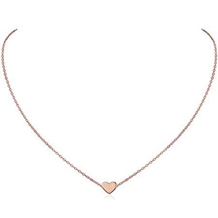 Rose Gold Plated Sterling Silver Tiny Heart Pendant Necklace Endlessness Lo