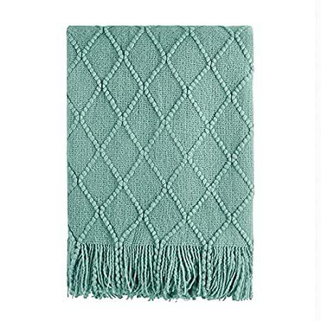 【人気ショップが最安値挑戦！】 Blanket Throw BOURINA Textured Decorati Knitted Cover Couch Sofa Soft Solid 毛布、ブランケット