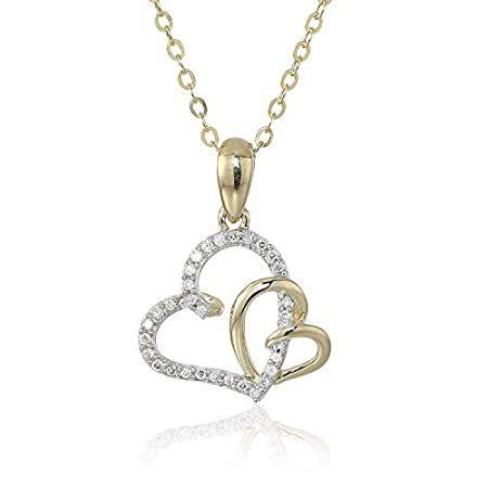 1/10 cttw ダイヤモンドペンダント 14Kゴールド 18インチチェーン付き