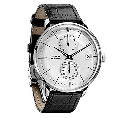 【驚きの価格が実現！】 自動巻き メンズ腕時計 FEICE サテン仕上げ ホワイト-1 #FM212 腕時計 レザーバンド つや消しステンレススチール 機械式腕時計 腕時計