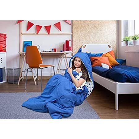 Chic Home Oscar 寝袋 猫耳フード付き ピンチプリーツデザイン 水玉模様の内側 子供 ティーン 若者向け 大人用 ジッパー開閉 標準 ブ