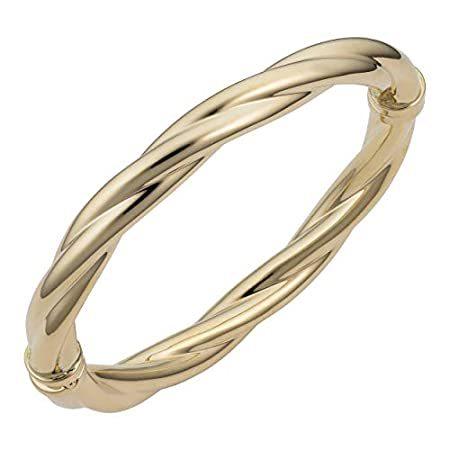 Kooljewelry 14k イエローゴールド 8mm 光沢仕上げ ツイストバングルブレスレット (7.75インチ)