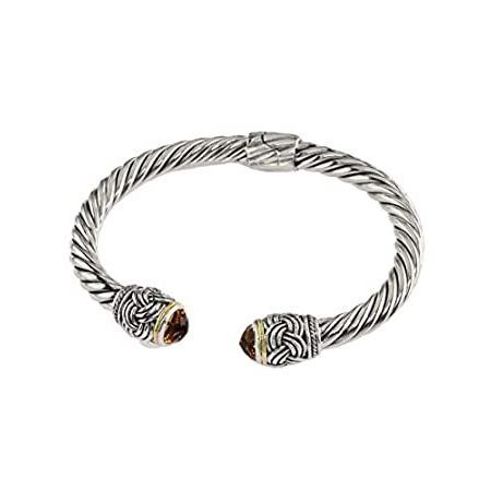 EFFY 925スターリングシルバー/18Kイエローゴールドシトリンバングル。