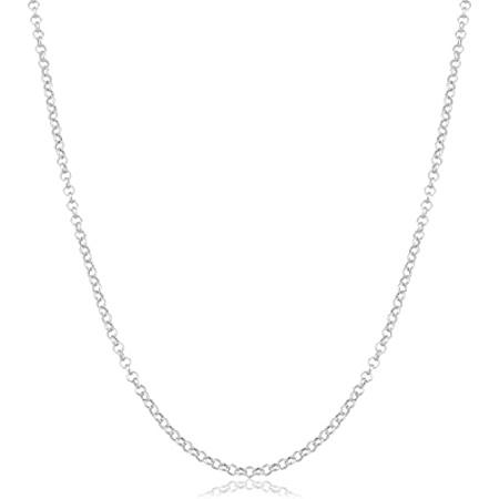 KoolJewelry 14Kホワイトゴールド 1.9mm ロロチェーンネックレス (16、18、20、22、24、30インチ)