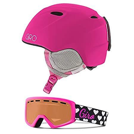 【希少！！】 特別価格Giro Slingshot Kids Snow Helmet Goggle Combo Matte Magenta/Magenta Hearts M好評販売中 ヘルメット