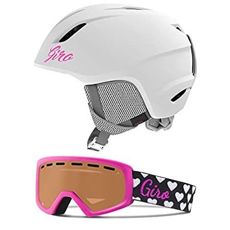 Giro Launch Kids Snow Helmet Goggle Combo Matte White/Magenta Hearts SM (52