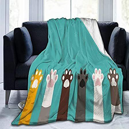 非売品 Foruidea Living Blanket Throw Fleece Flannel Paw Dog Foot Cat Cute Cartoon 毛布、ブランケット