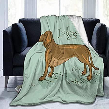最大10%OFFクーポン Puppy Dachshund Foruidea On Blan Throw Fleece Flannel Turquoise Abstract an 毛布、ブランケット