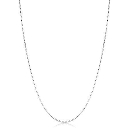 KoolJewelry 14Kホワイトゴールド ベネチアンボックスチェーンネックレス レディース (0.6mm 0.7mm 0.8mm 1mm) 薄く
