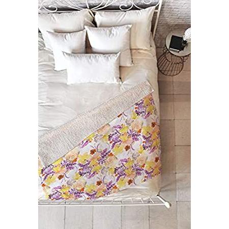 Deny Designs Ninola Designs Flowers Sweet Bloom Yellow Sherpa Fleece Throw