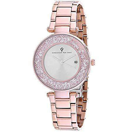 Christian Van Sant Women's Dazzle Quartz Stainless Steel Strap, Rose Gold,