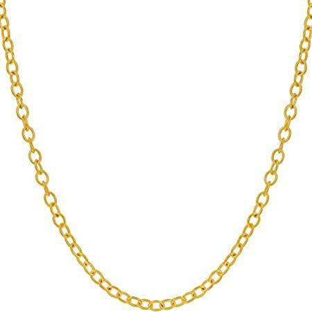 Lifetime Jewelry 3mm ケーブルリンクチェーンネックレス レディース メンズ 24K 純金メッキ ゴールド