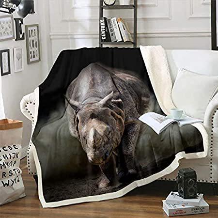 【受注生産品】 Printed Rhinoceros Cool Fairy Castle Flannel 3 Bed Chair Sofa Couch Blanket 毛布、ブランケット