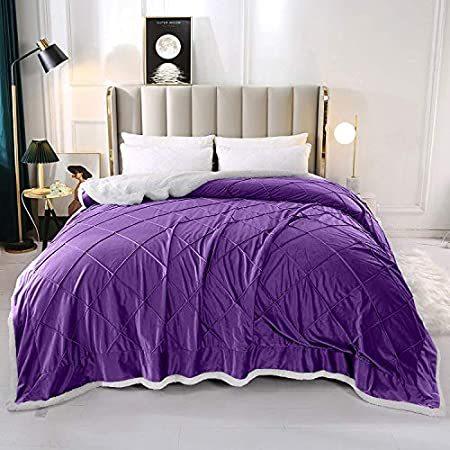 Smile Bee シェルパフリースブランケット キングサイズ マイクロファイバー 格子柄 ソフトで暖かい両面ブランケット ベッド/カウチ/ソファ用