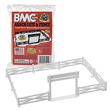 BMC クラシック Marx ファーム 牧場フェンス & ゲート - ホワイト 10個 プラスチック プレイセット アクセサリー