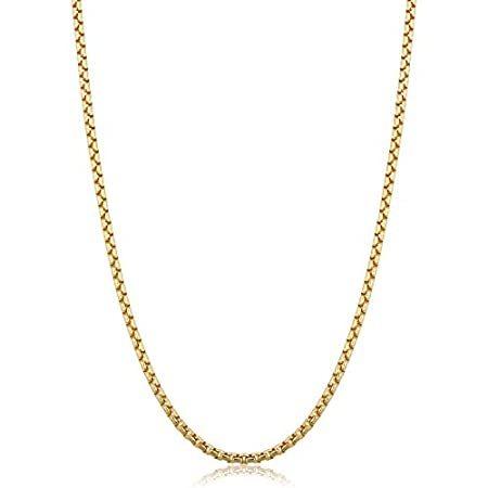 14Kイエローゴールド張り 2.5mm ラウンドボックスリンクチェーンネックレス 男女兼用 (16 18 20 22 24 30インチ)