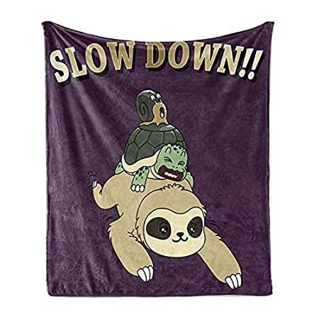 高品質の人気 Soft Sloth Ambesonne Flannel An Scenery Cartoon Funny Blanket, Throw Fleece 毛布、ブランケット