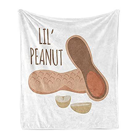 大特価 Lunarable Food Soft Flannel Fleece Throw Blanket, Shelled Peanut Digital Il 毛布、ブランケット