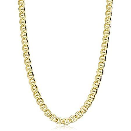 マリナーリンクチェーンネックレス 14Kイエローゴールド張り 6.8mm メンズ (20/24/30インチ), 金属, 不明,