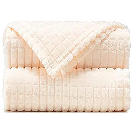 公式の  Size, Twin 60”x80”, – Blankets Throw Milky Flee Flannel Lightweight - White 毛布、ブランケット