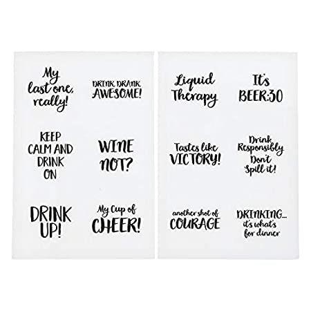 Fun Express 静電気でくっつくドリンクマーカー - ホームインテリア - 12個