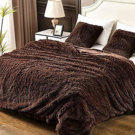 Yusoki Brown Queen Thick Faux Fur Winter Blanket,2 Layers,90
