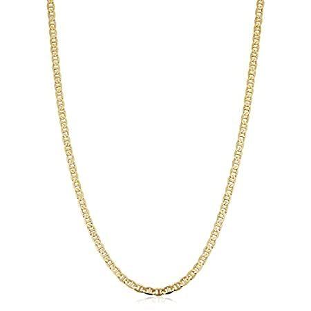 14Kイエローゴールド 2.6mm マリナーリンクチェーンネックレス (14 16 18 20インチ) ソリッドゴールドジュエリー 男女兼用, 金属,