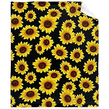 国内外の人気集結！ Flannel Fleece Mi Lightweight Seasons All Sunflower Blanket Cozy Soft Super 毛布、ブランケット