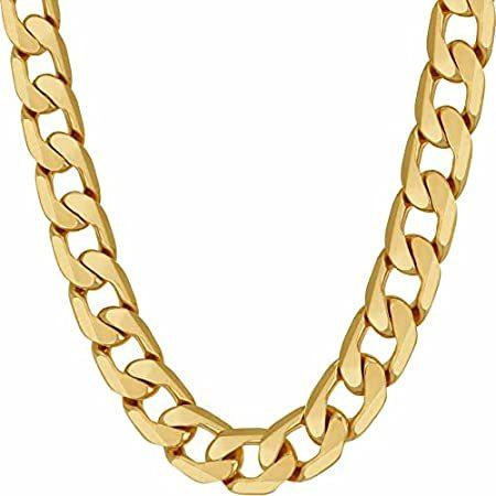 LIFETIME JEWELRY Beveled Cuban Link Curb Chain Necklaces 24k Real Gold Plat