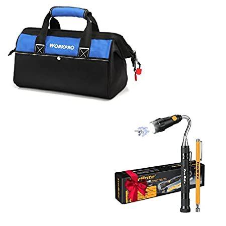 【送料無料/即納】  WORKPRO 13-inch Tool Bag & EverBrite 2-pack Magnetic Pick Up Tool Set その他道具、工具