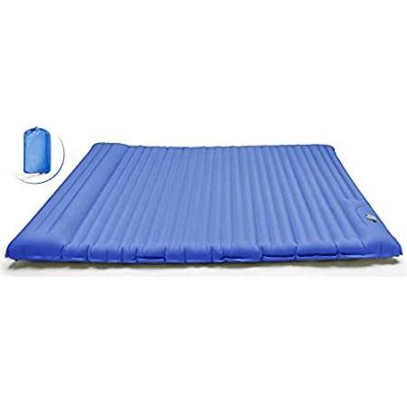 CYFIE ダブルスリーピングパッド キャンプ用 厚さ4インチ 自動膨張式 スリーピングマット 枕付き フットポンプ内蔵 2人用 超軽量 バックパッキ＿並行輸入品