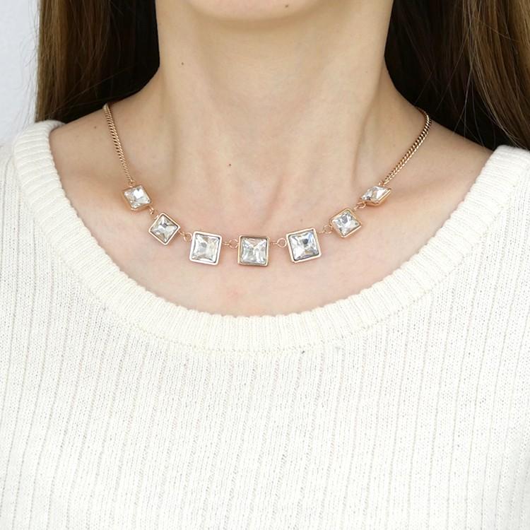 アジャスター付 ビジューステンレスネックレス チェーン ローズ  