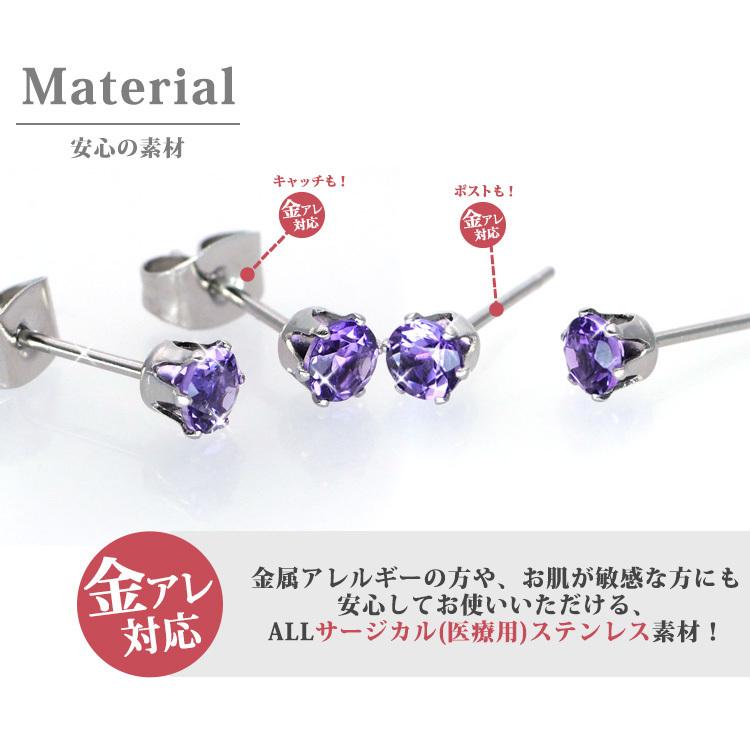金属アレルギー対応 ステンレスピアス レディース 2月の誕生石 4mm