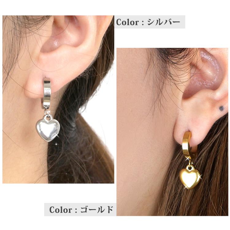 ハートフープピアス つけっぱなし サージカルステンレス 金属