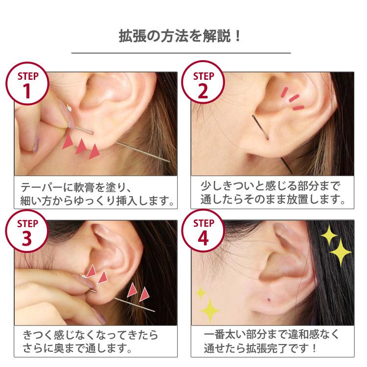 ピアス 拡張器 耳 ホールケア 金属アレルギー対応 ステンレス製  