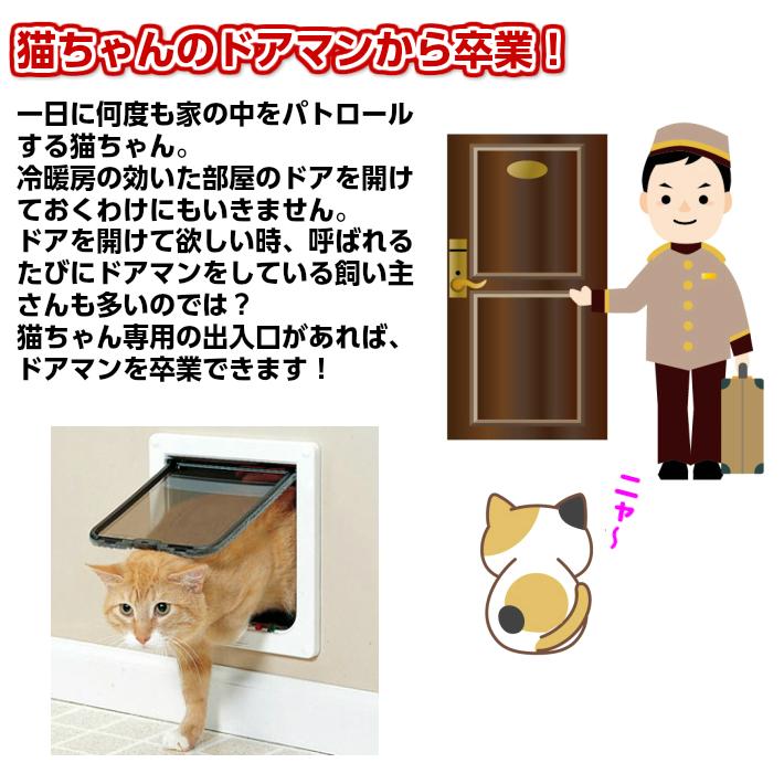 キャットドア 猫ドア ペットドア Lサイズ 大型猫 小型犬 ペット 出入り口 ペット用ドア 茶色 黒 白｜step-out｜08