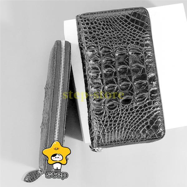 クロコダイル 財布 メンズ 長財布 ウォレット 本革 ラウンドファスナー 