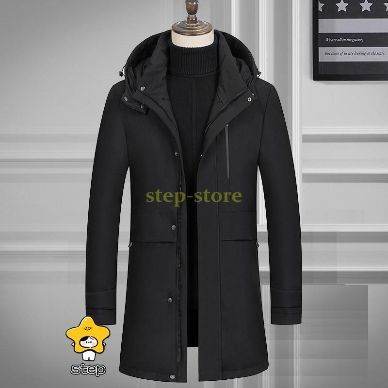 ダウンジャケット メンズ ロング丈 フード付き ダウンコート フェザー