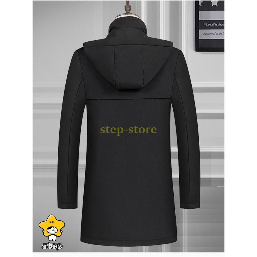 ダウンジャケット メンズ ロング丈 フード付き ダウンコート フェザー