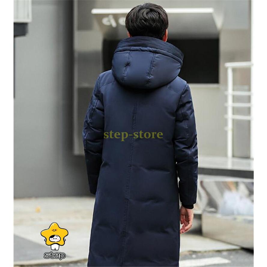 ダウンジャケット メンズ ロング丈 フード付き ダウンコート フェザー