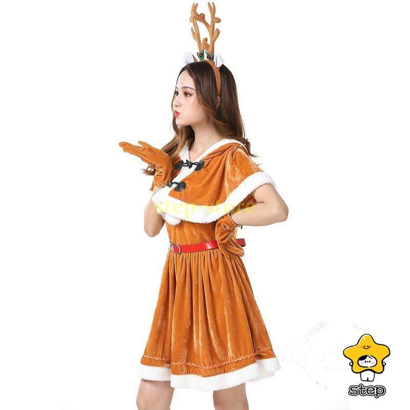 クリスマス 衣装 トナカイ サンタ コスプレ 衣装 コスチューム 鹿 レディース 女性用 仮装 サンタクロース クリスマス 着ぐるみ かぶりもの | ブランド登録なし | 01