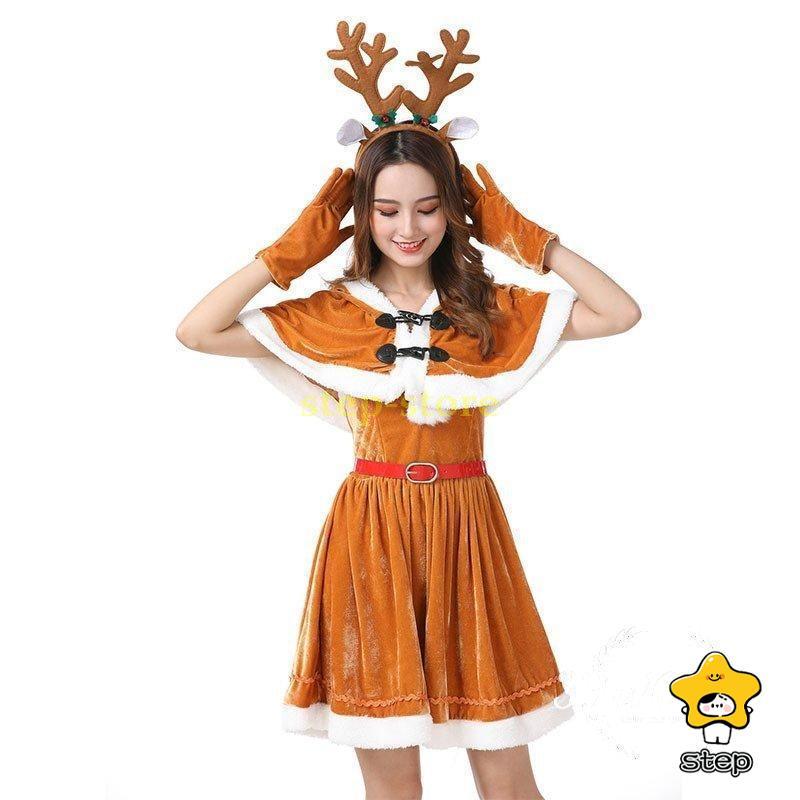 クリスマス 衣装 トナカイ サンタ コスプレ 衣装 コスチューム 鹿 レディース 女性用 仮装 サンタクロース クリスマス 着ぐるみ かぶりもの | ブランド登録なし | 02