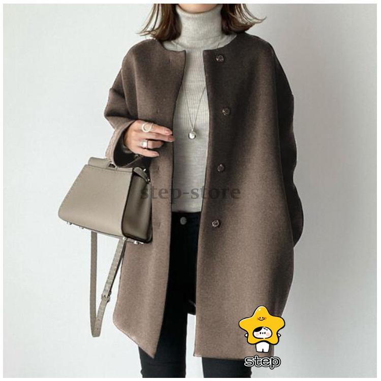 【新品未使用タグ付き】アニエスベー ボタニカル柄 ノーカラーロングコート ピンク SMILE ORCHID ノーカラーコート コート ノーカラーファスナー