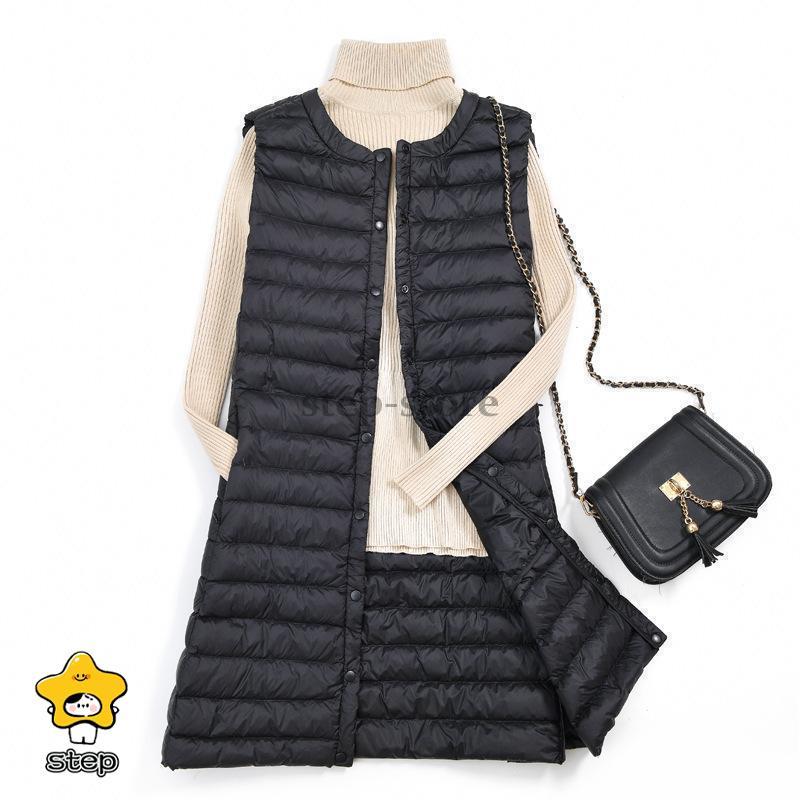ダウンベスト レディース ロング丈 ライトダウン 軽量 前開き 中綿ベスト 袖なし チョッキ アウター 一部即納 ジャケット 防寒 保温 無地 秋冬 アウトドア 通勤 | ブランド登録なし | 03
