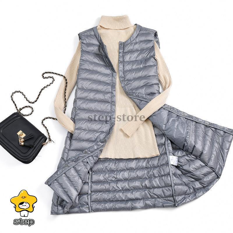 ダウンベスト レディース ロング丈 ライトダウン 軽量 前開き 中綿ベスト 袖なし チョッキ アウター 一部即納 ジャケット 防寒 保温 無地 秋冬 アウトドア 通勤 | ブランド登録なし | 04