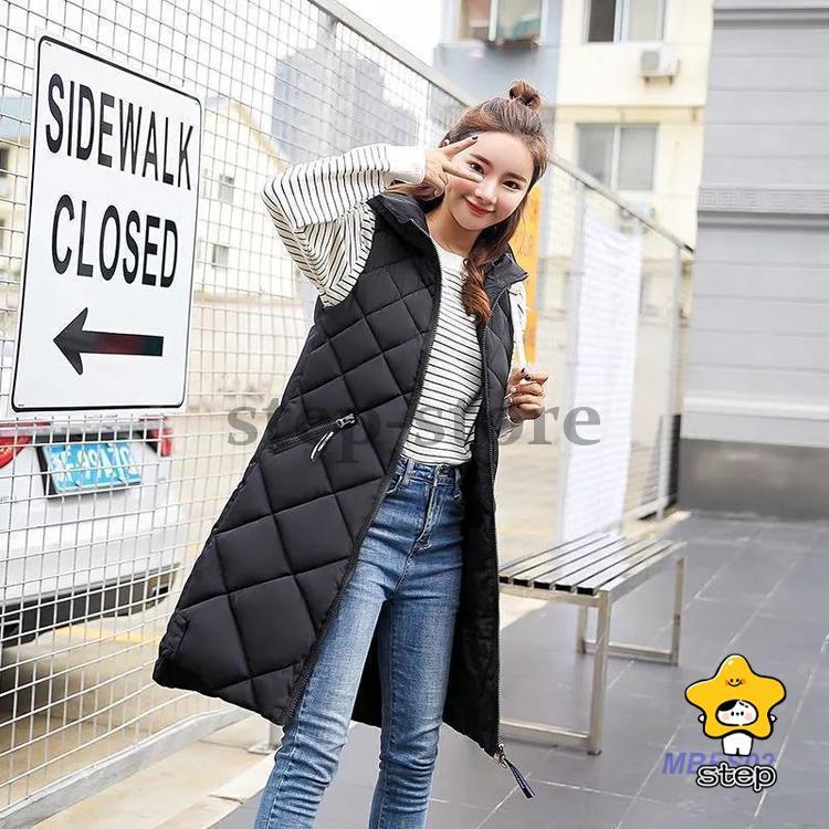 ロングベスト 秋服 レディース ライトアウター 上着 羽織り ダウンベスト キルティング 大きめ ゆったり 前開き 暖かい 防寒 秋冬 アウトドア | ブランド登録なし | 01