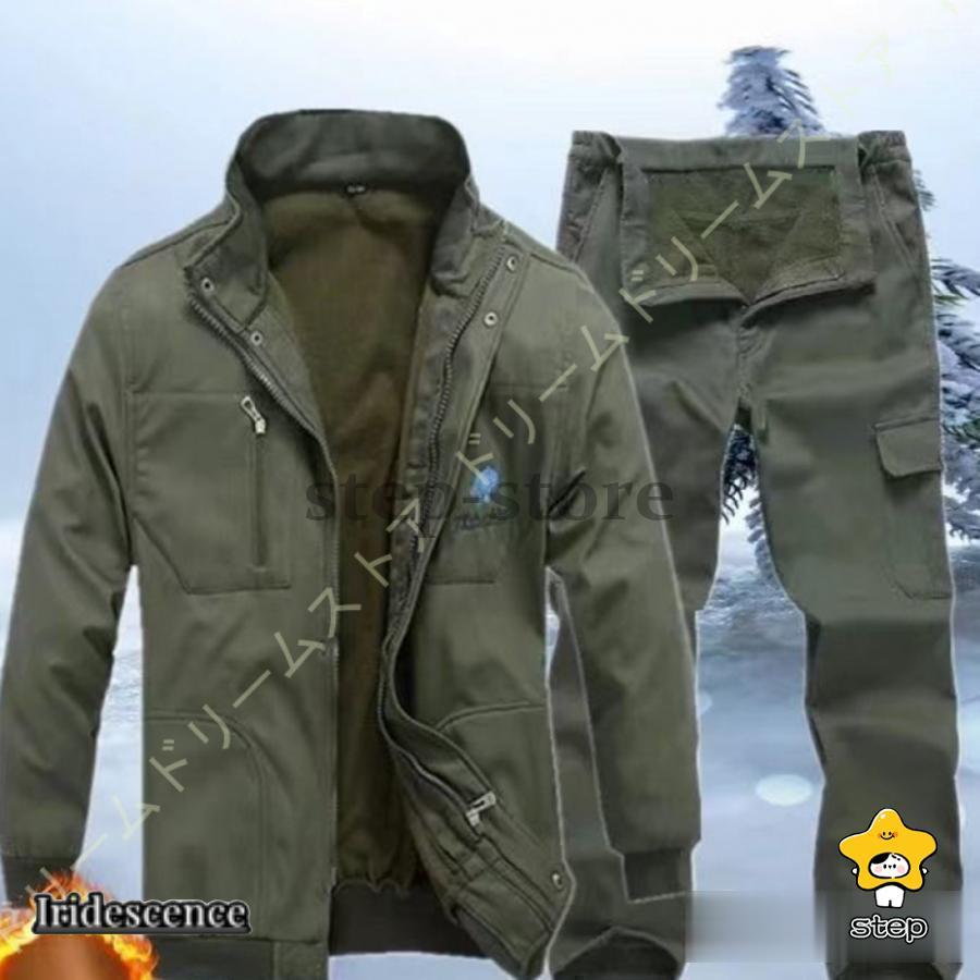 アウトドアジャケット 上下セット メンズ 登山ウェア 撥水 透湿 釣り バイク ゴルフ 作業着  トレッキングパンツ 秋冬 柄 | ブランド登録なし